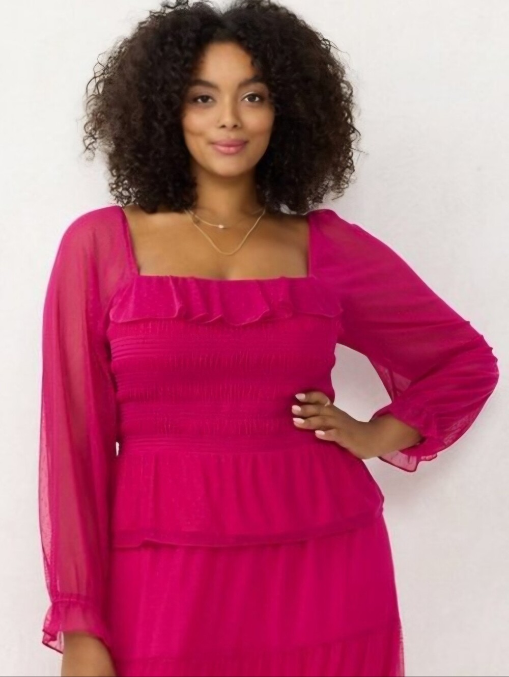 LC Lauren Conrad 1X Magenta Pink 2-Piece Maxi Skirt & Smocked Top Set NWT💕💕💕